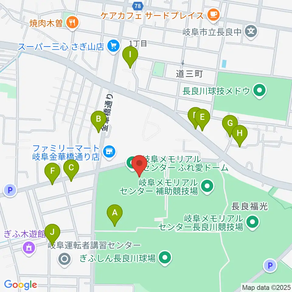 岐阜メモリアルセンターふれ愛ドーム周辺の駐車場・コインパーキング一覧地図