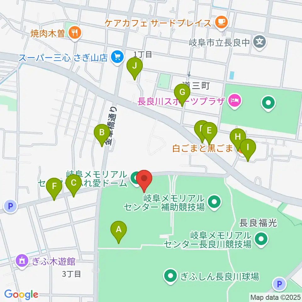 岐阜メモリアルセンターふれ愛ドーム周辺の駐車場・コインパーキング一覧地図