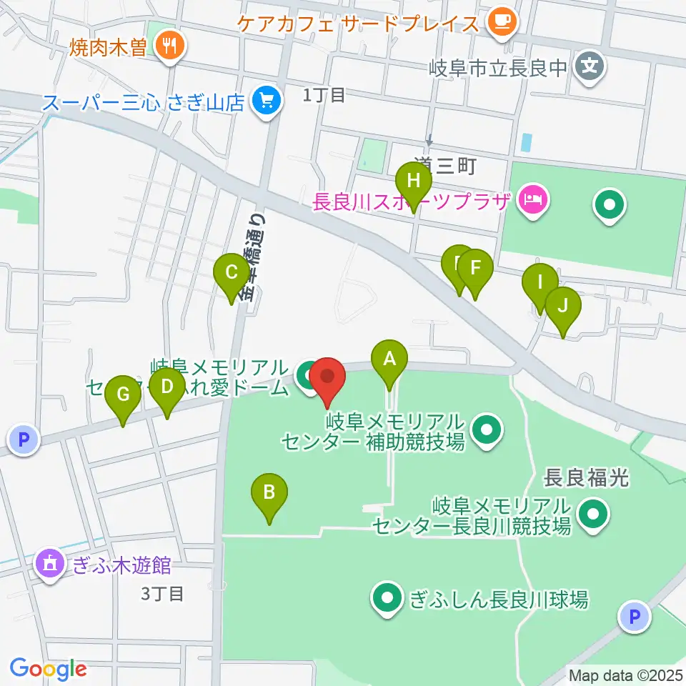 岐阜メモリアルセンターふれ愛ドーム周辺の駐車場・コインパーキング一覧地図