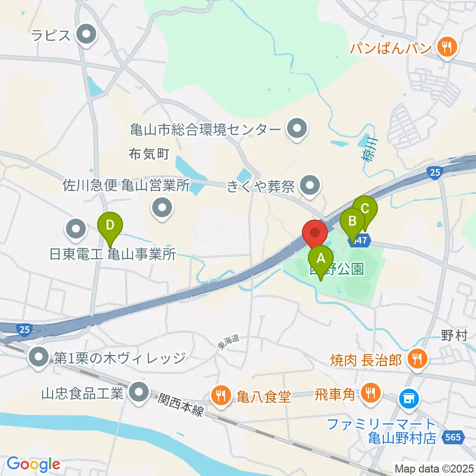 亀山市西野公園体育館周辺の駐車場・コインパーキング一覧地図