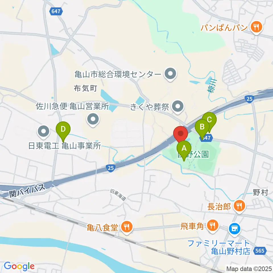 亀山市西野公園体育館周辺の駐車場・コインパーキング一覧地図