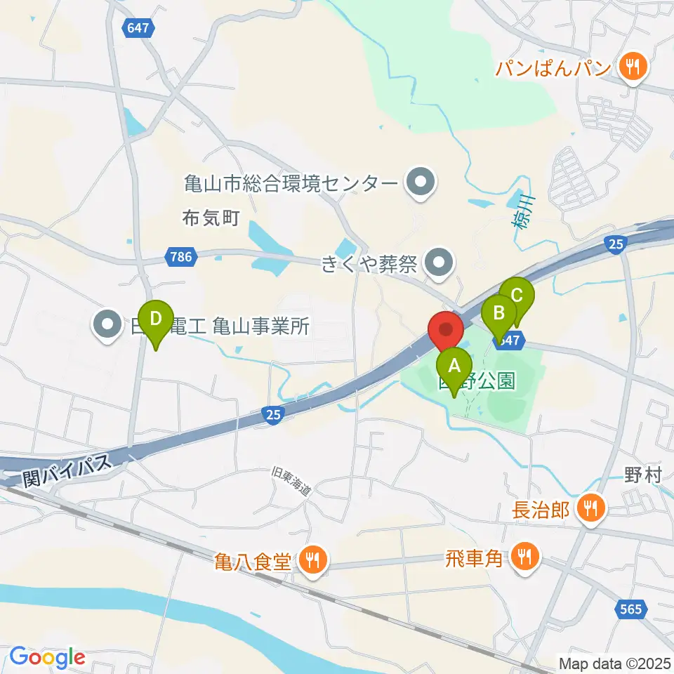 亀山市西野公園体育館周辺の駐車場・コインパーキング一覧地図