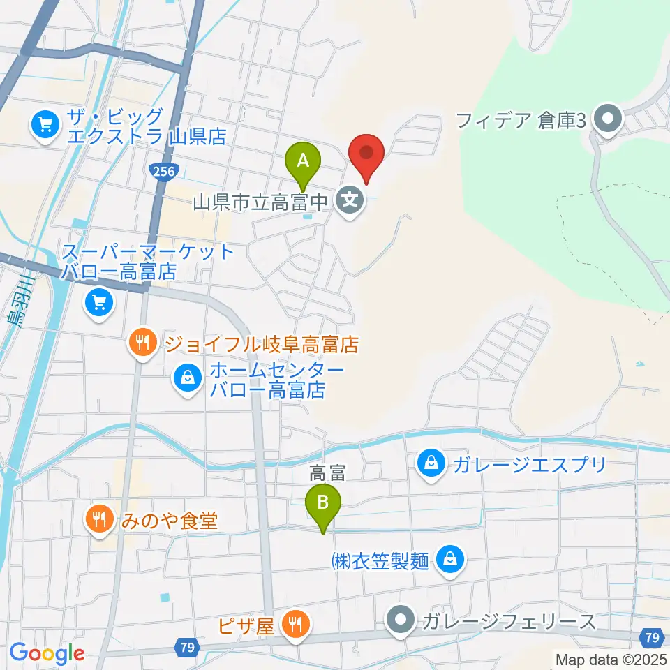 山県市総合体育館周辺の駐車場・コインパーキング一覧地図