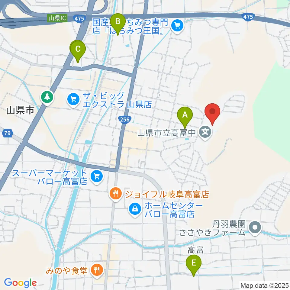 山県市総合体育館周辺の駐車場・コインパーキング一覧地図