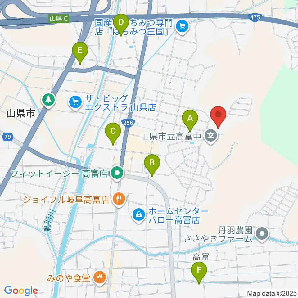 山県市総合体育館周辺の駐車場・コインパーキング一覧地図