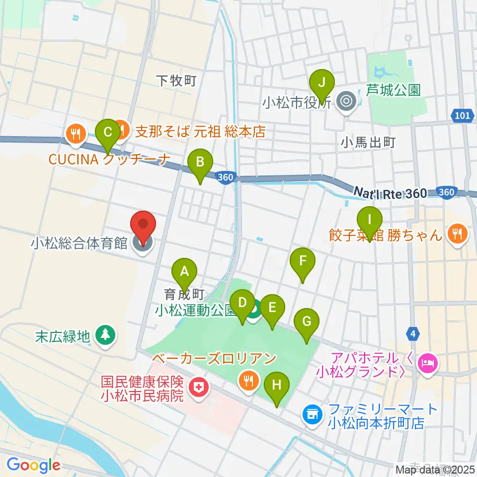 小松総合体育館周辺の駐車場・コインパーキング一覧地図