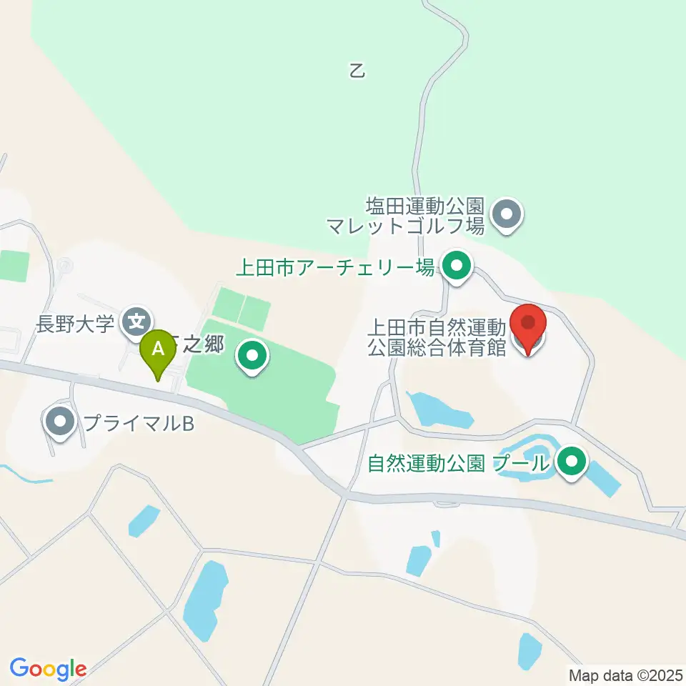 上田市自然運動公園総合体育館周辺の駐車場・コインパーキング一覧地図