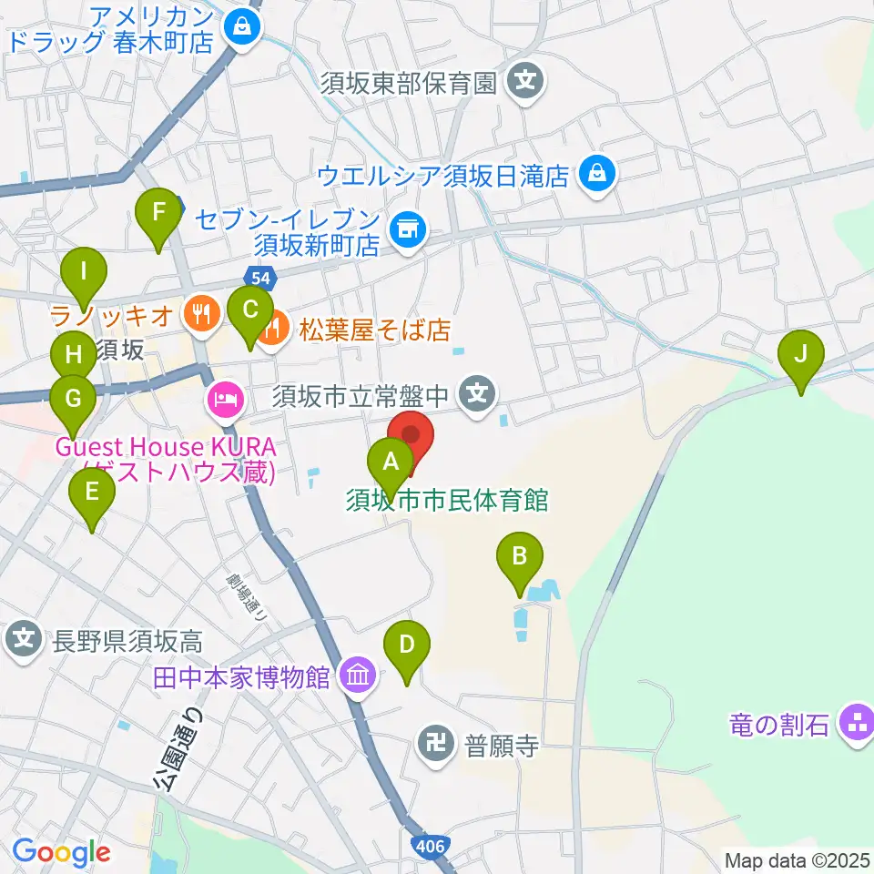 須坂市市民体育館周辺の駐車場・コインパーキング一覧地図