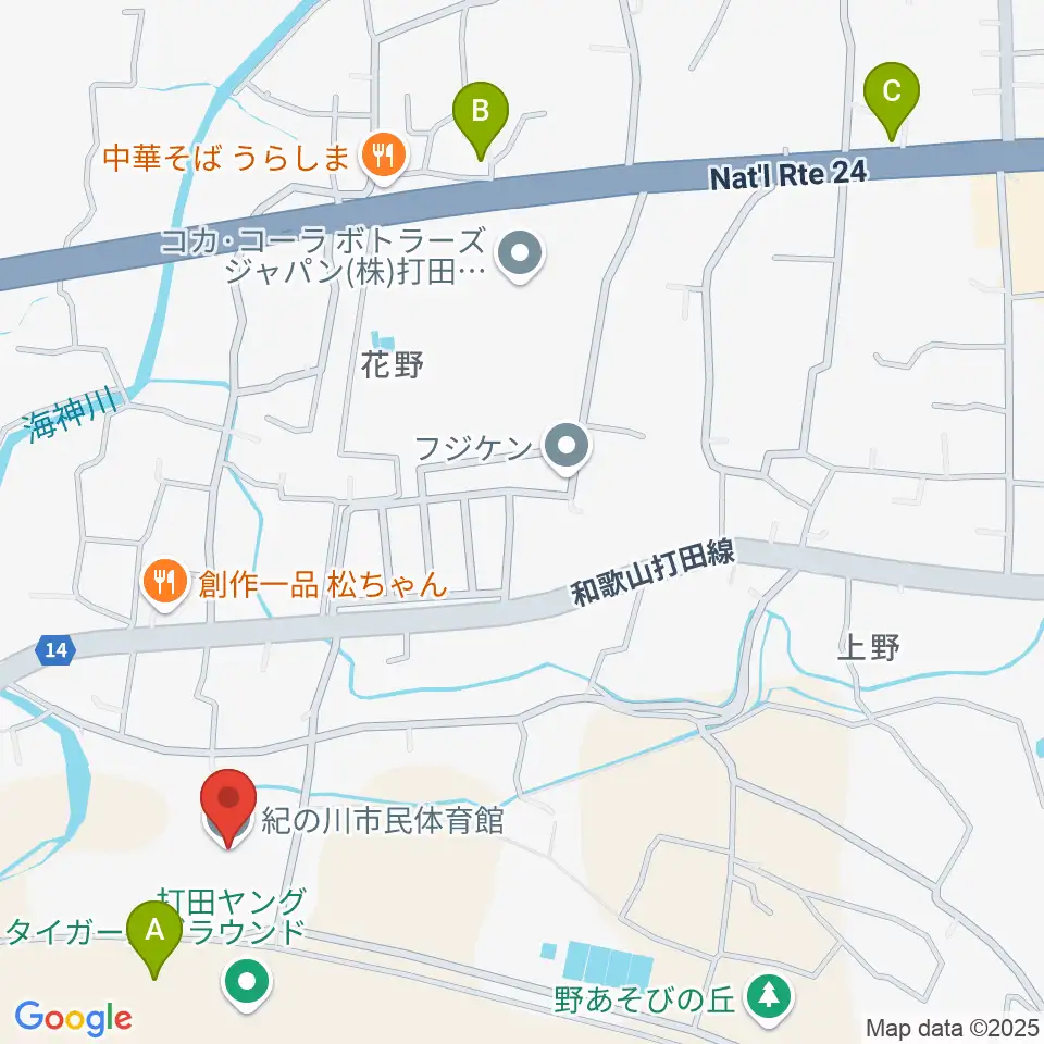紀の川市民体育館周辺の駐車場・コインパーキング一覧地図
