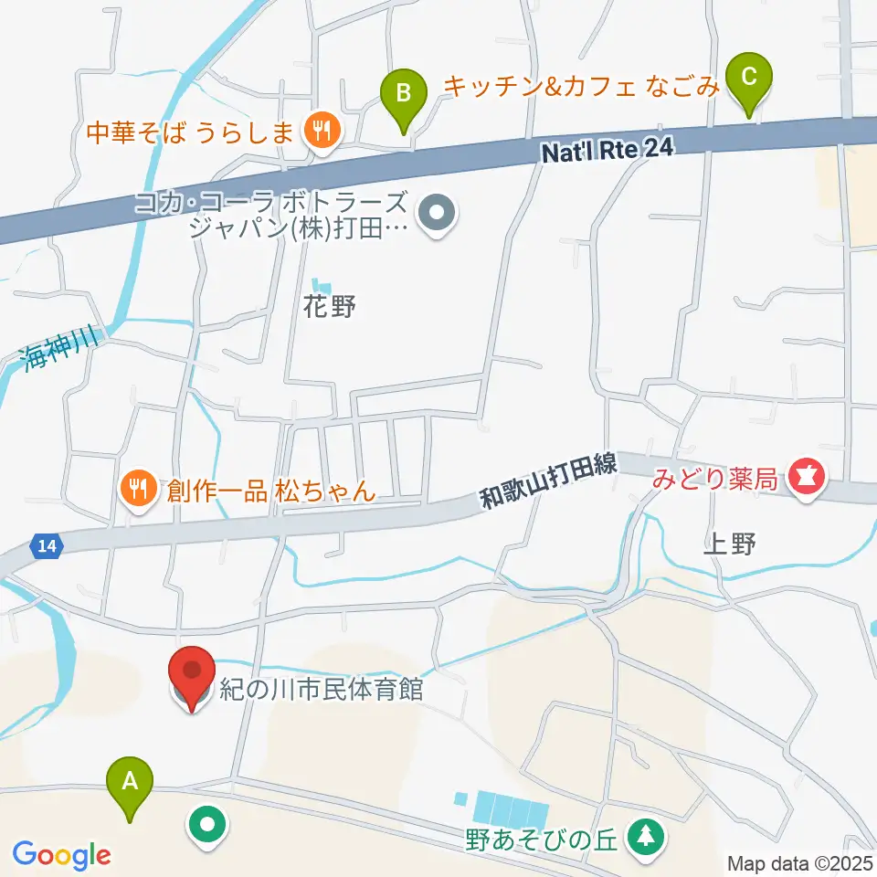 紀の川市民体育館周辺の駐車場・コインパーキング一覧地図