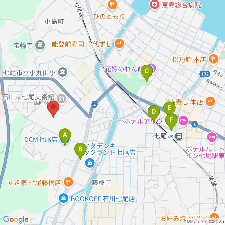 七尾総合市民体育館周辺の駐車場・コインパーキング一覧地図