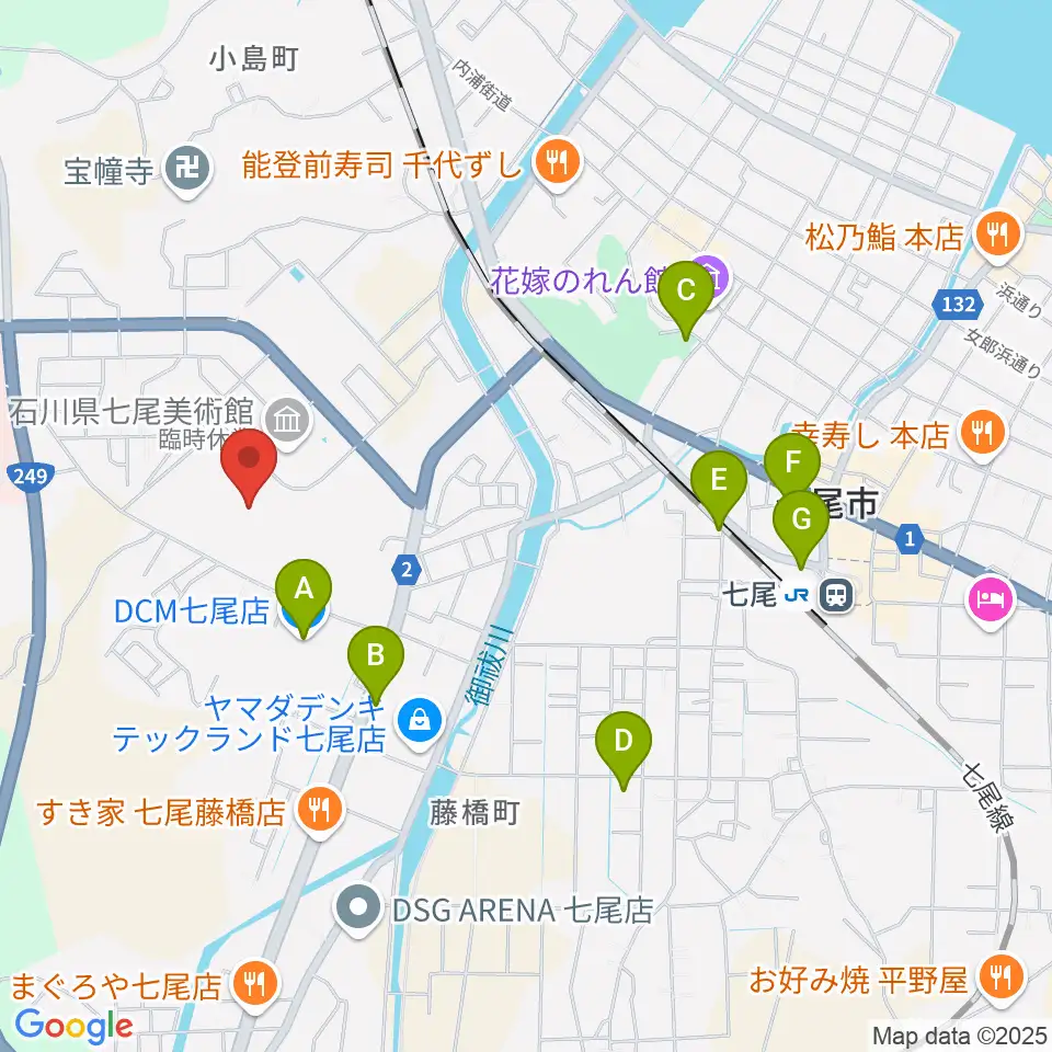 七尾総合市民体育館周辺の駐車場・コインパーキング一覧地図