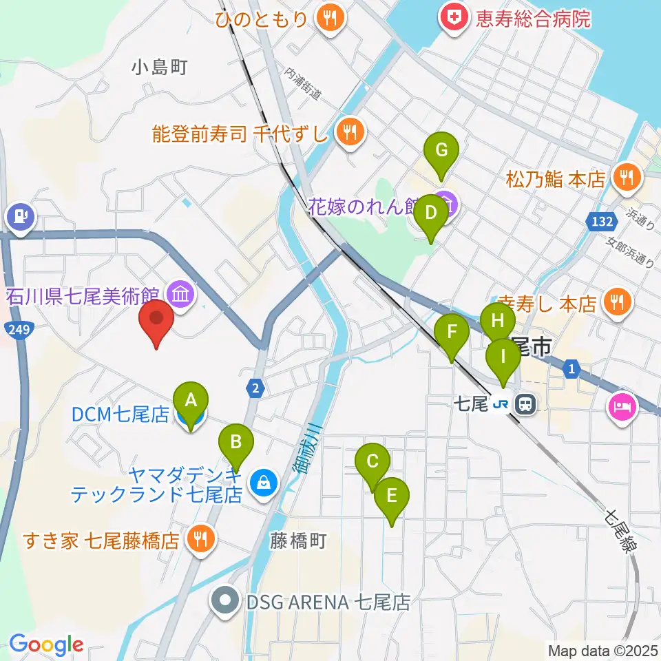 七尾総合市民体育館周辺の駐車場・コインパーキング一覧地図