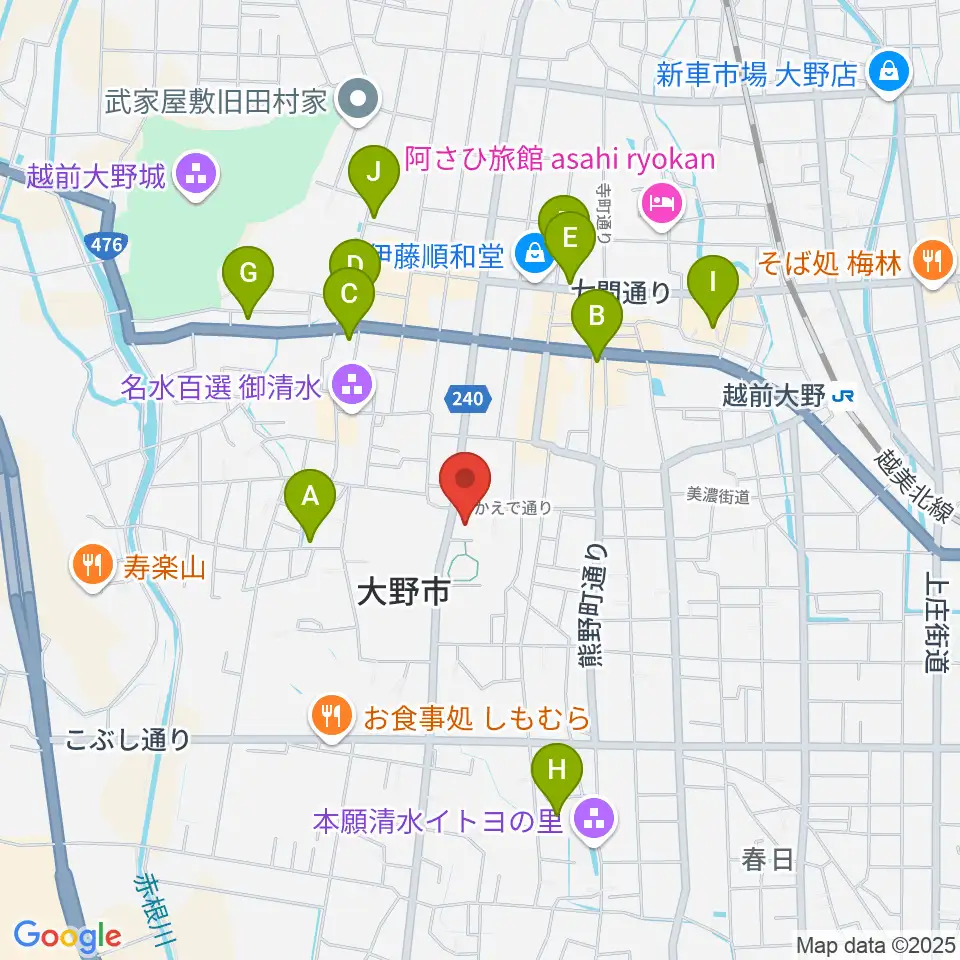 大野市歴史博物館周辺の駐車場・コインパーキング一覧地図