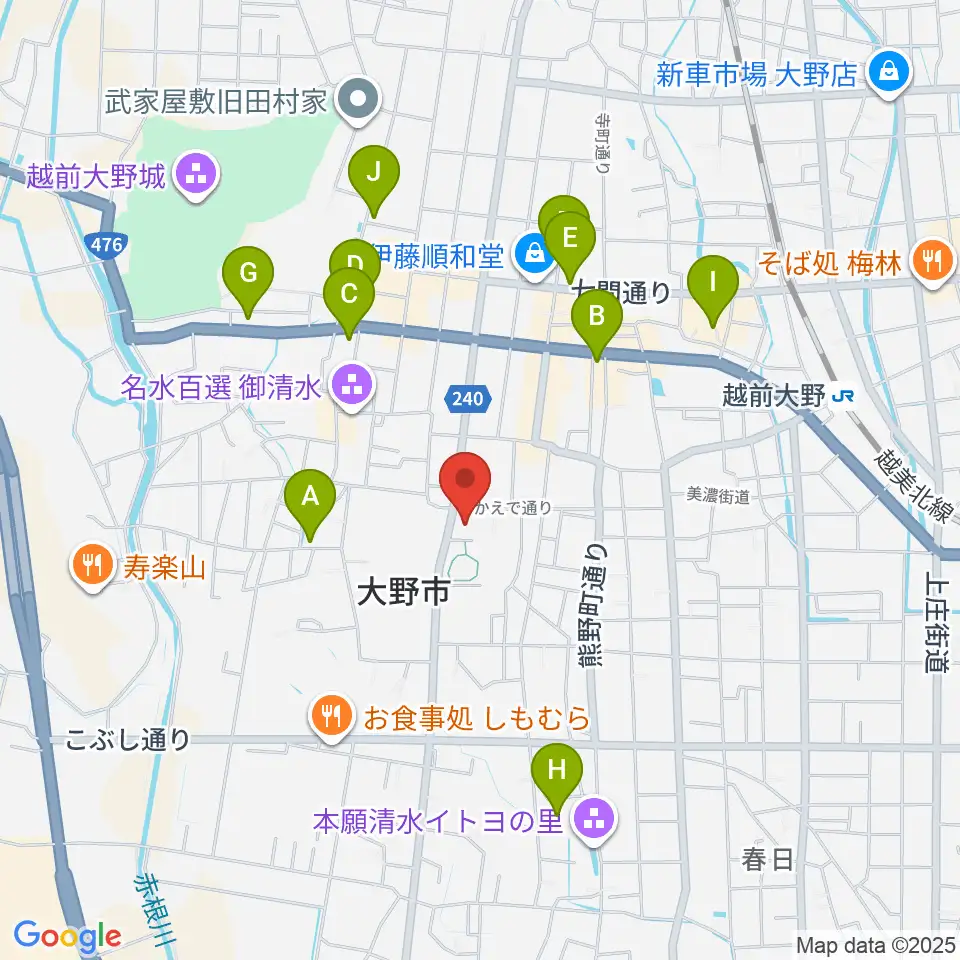 大野市歴史博物館周辺の駐車場・コインパーキング一覧地図
