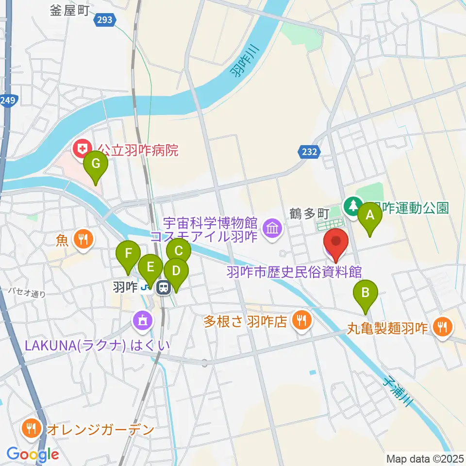 羽咋市歴史民俗資料館周辺の駐車場・コインパーキング一覧地図