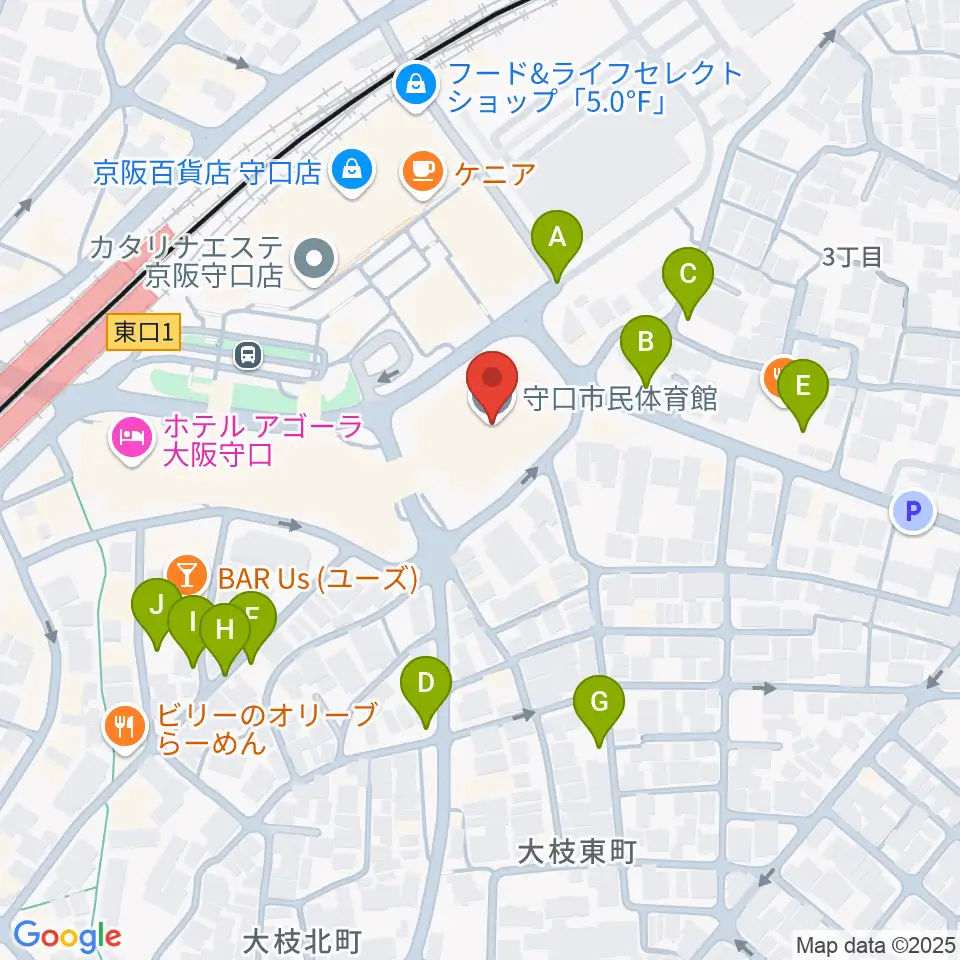 守口市民体育館周辺の駐車場・コインパーキング一覧地図