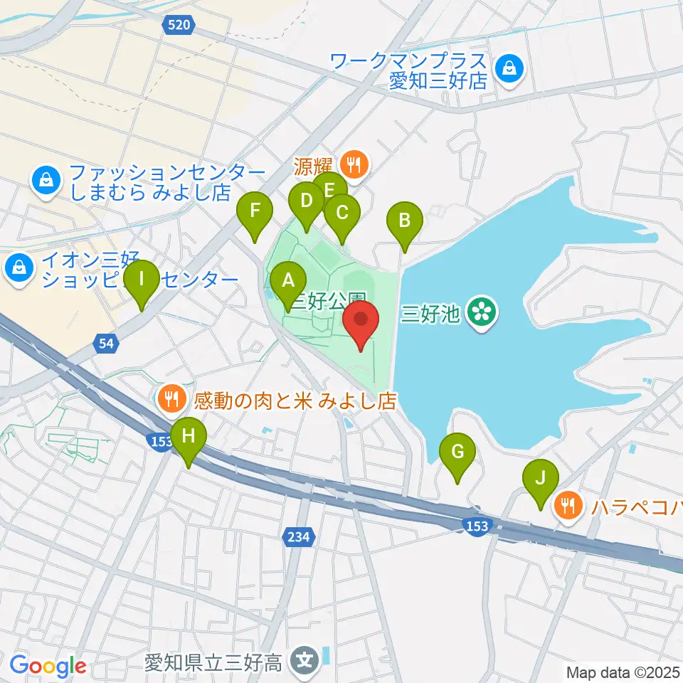 三好公園総合体育館周辺の駐車場・コインパーキング一覧地図