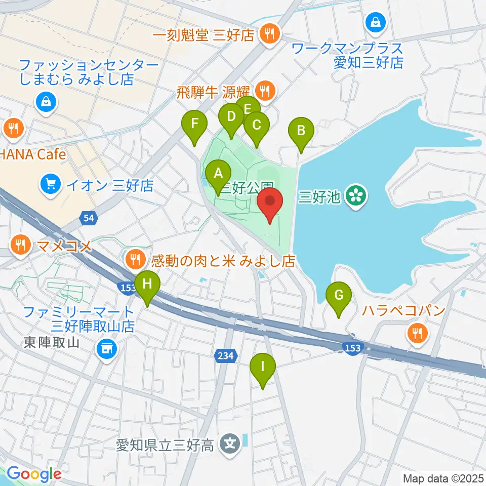 三好公園総合体育館周辺の駐車場・コインパーキング一覧地図