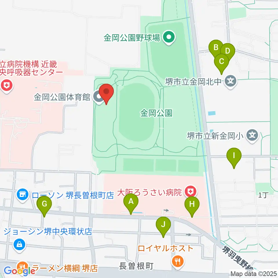堺市金岡公園体育館周辺の駐車場・コインパーキング一覧地図