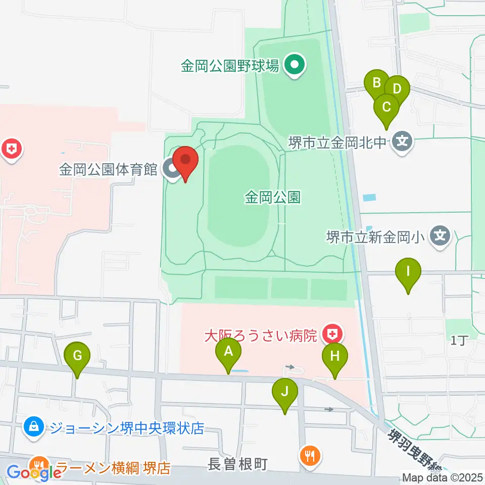 堺市金岡公園体育館周辺の駐車場・コインパーキング一覧地図