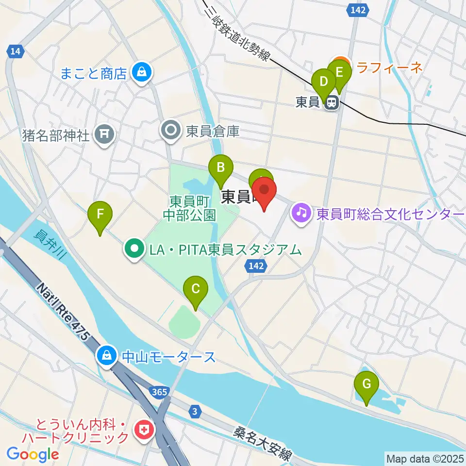 東員町総合体育館周辺の駐車場・コインパーキング一覧地図