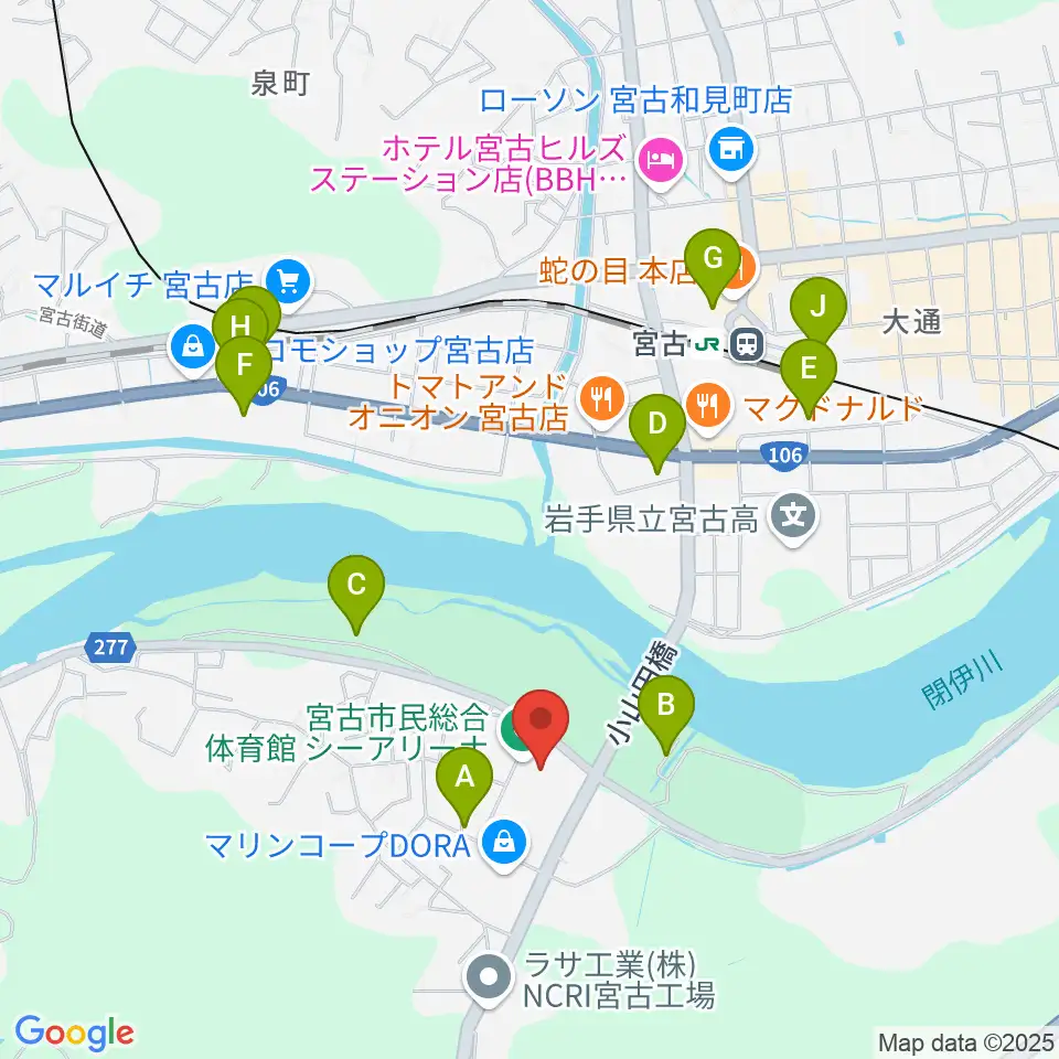 宮古市民総合体育館シーアリーナ周辺の駐車場・コインパーキング一覧地図