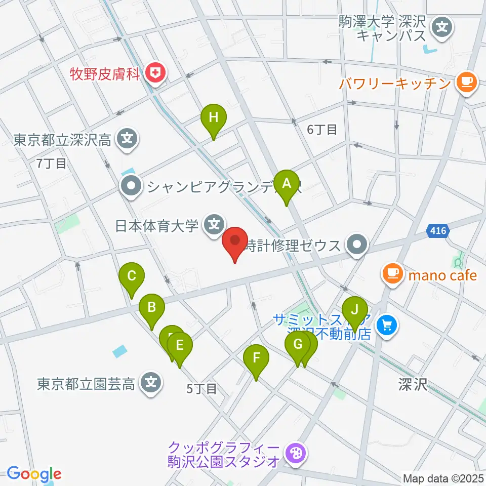 日本体育大学世田谷キャンパス メインアリーナ周辺の駐車場・コインパーキング一覧地図