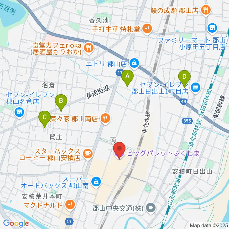 ビッグパレットふくしま周辺の駐車場・コインパーキング一覧地図