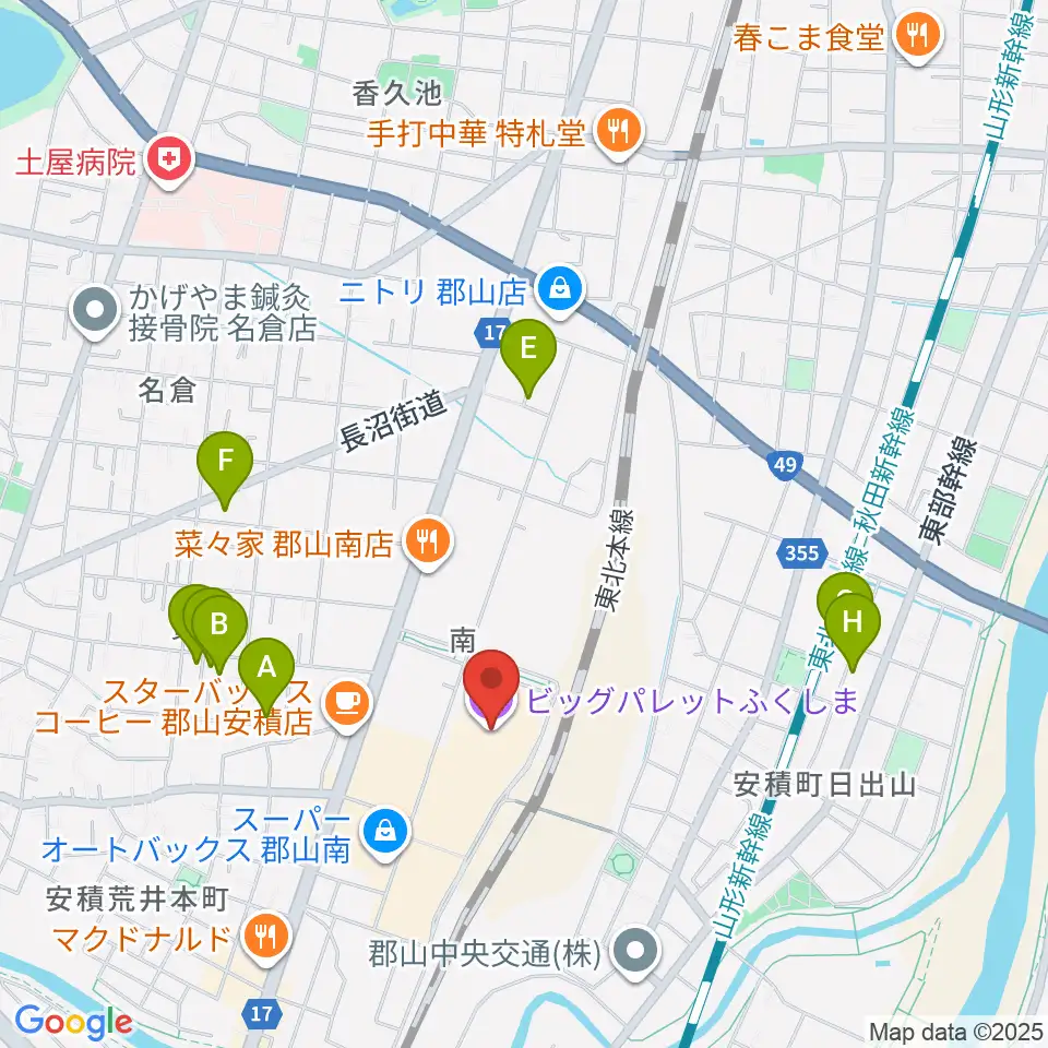 ビッグパレットふくしま周辺の駐車場・コインパーキング一覧地図