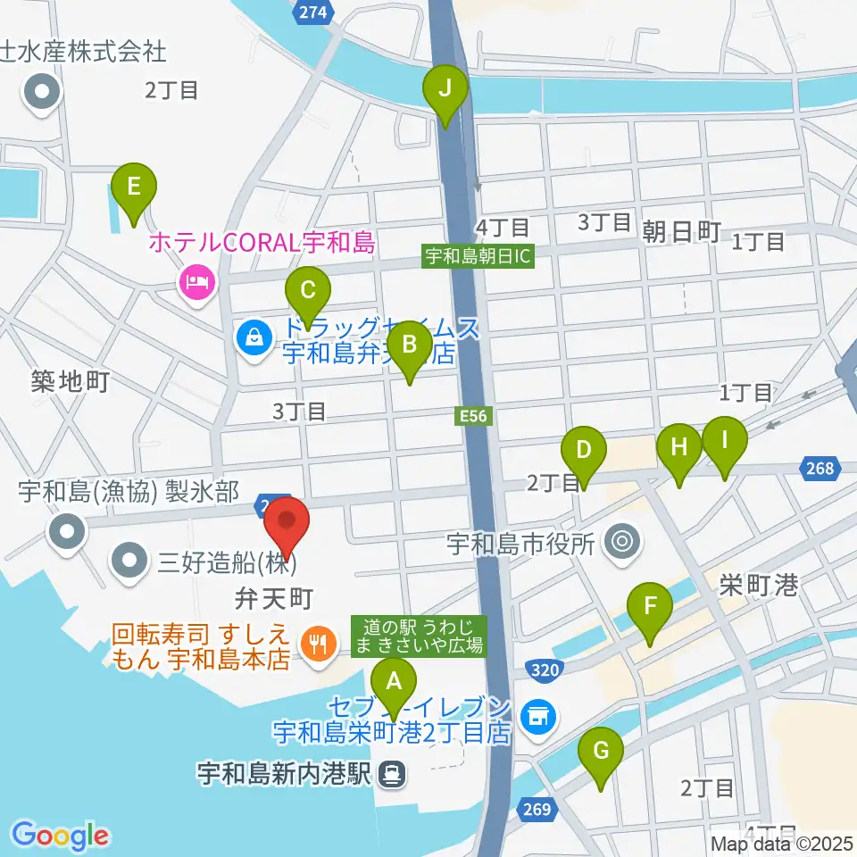 宇和島市総合体育館周辺の駐車場・コインパーキング一覧地図