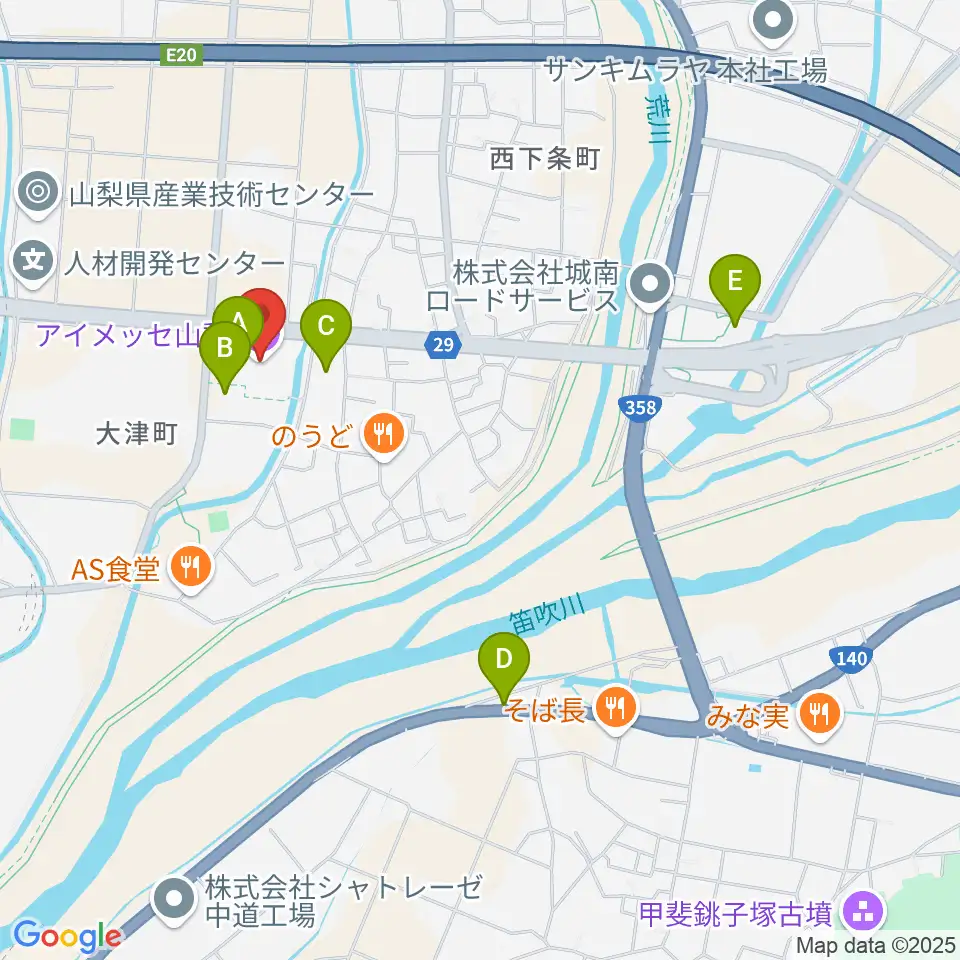 アイメッセ山梨周辺の駐車場・コインパーキング一覧地図