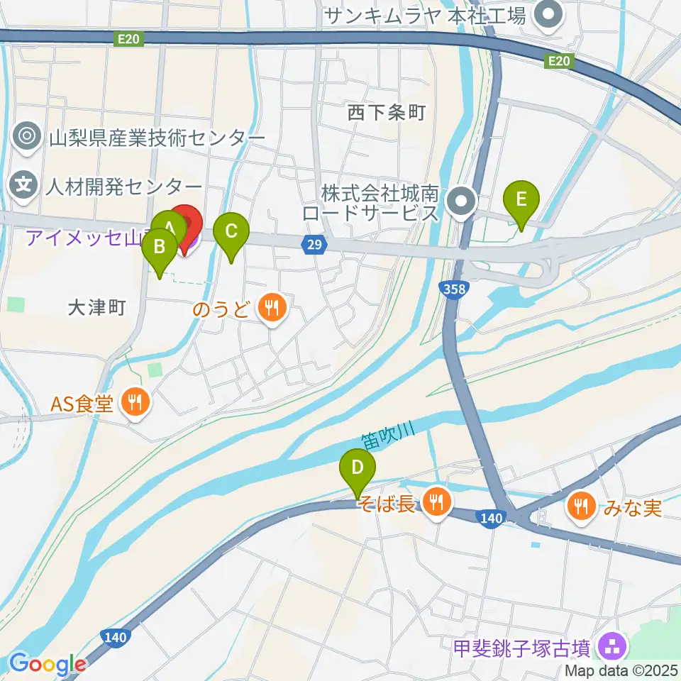 アイメッセ山梨周辺の駐車場・コインパーキング一覧地図