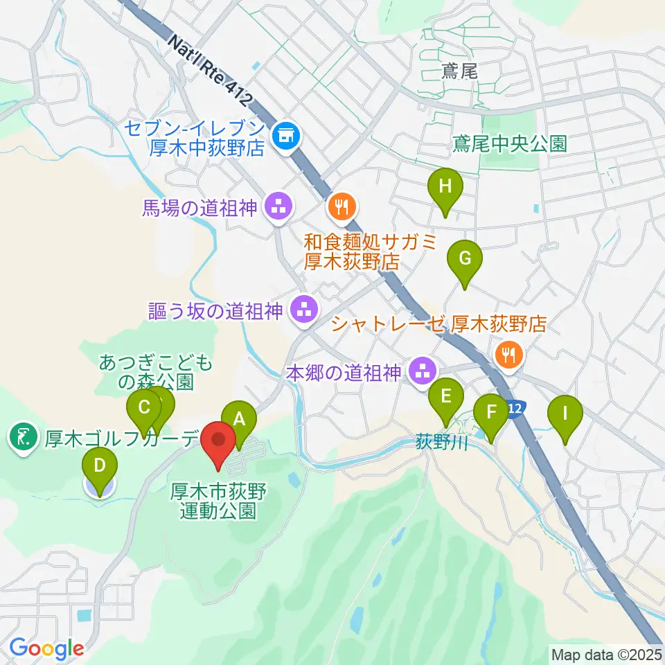 荻野運動公園体育館周辺の駐車場・コインパーキング一覧地図