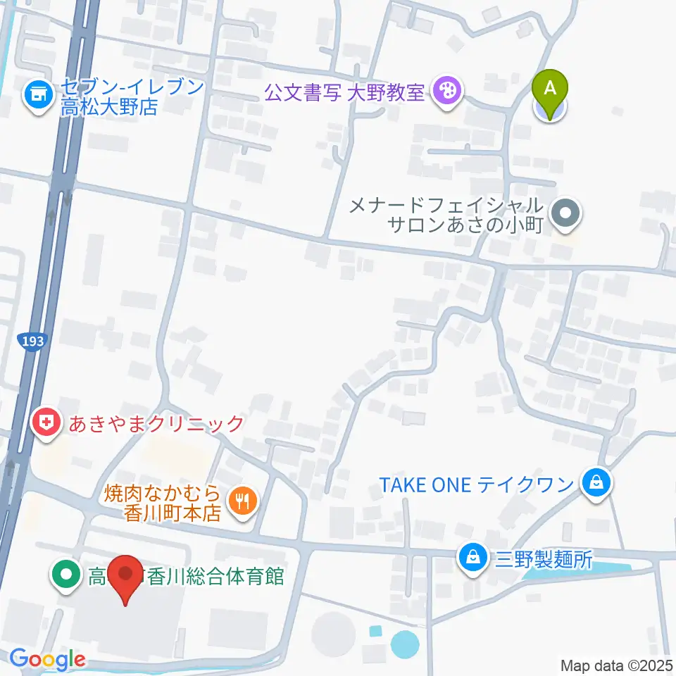 高松市香川総合体育館周辺の駐車場・コインパーキング一覧地図
