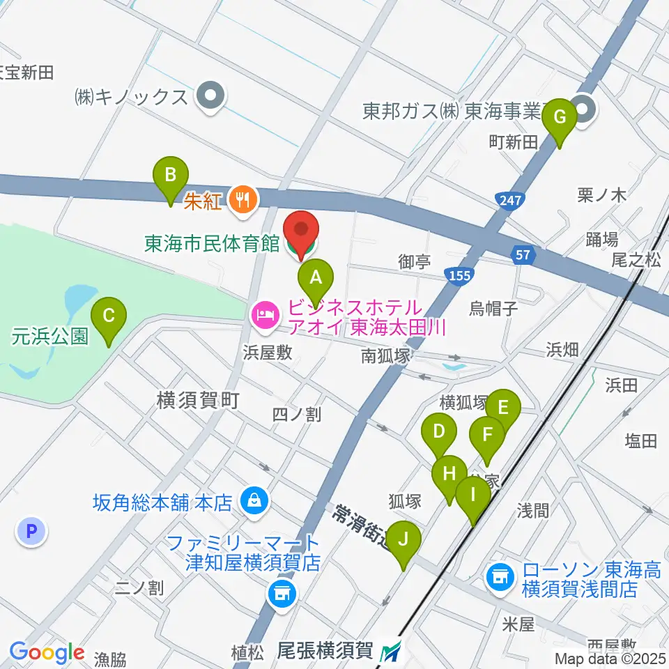 東海市民体育館周辺の駐車場・コインパーキング一覧地図