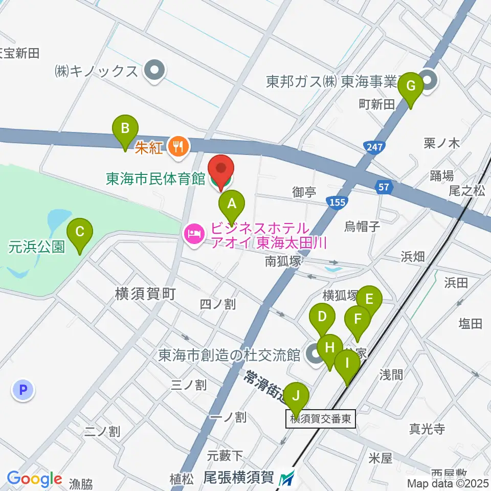 東海市民体育館周辺の駐車場・コインパーキング一覧地図