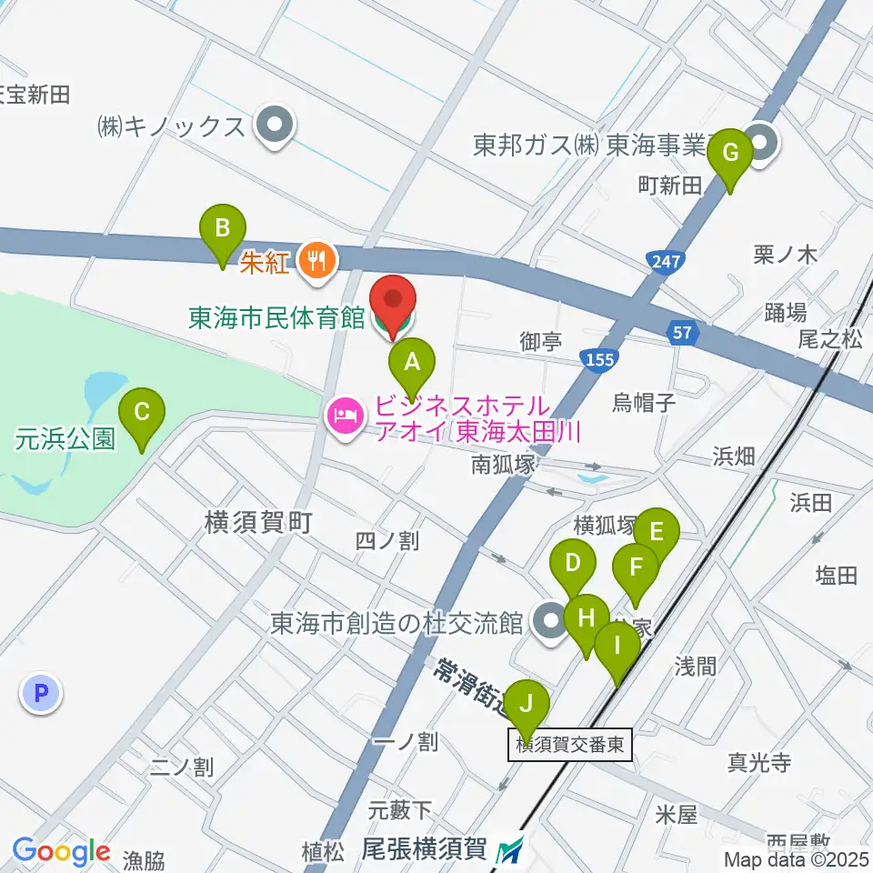 東海市民体育館周辺の駐車場・コインパーキング一覧地図
