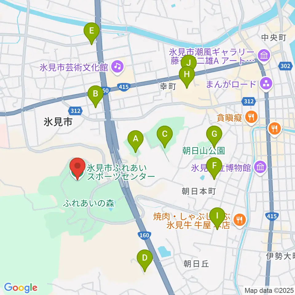 氷見市ふれあいスポーツセンター周辺の駐車場・コインパーキング一覧地図