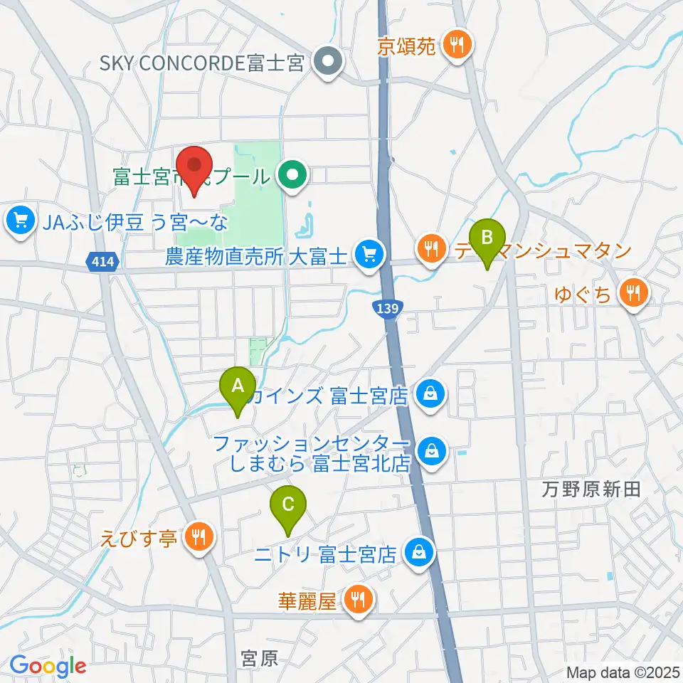 富士宮市民体育館周辺の駐車場・コインパーキング一覧地図