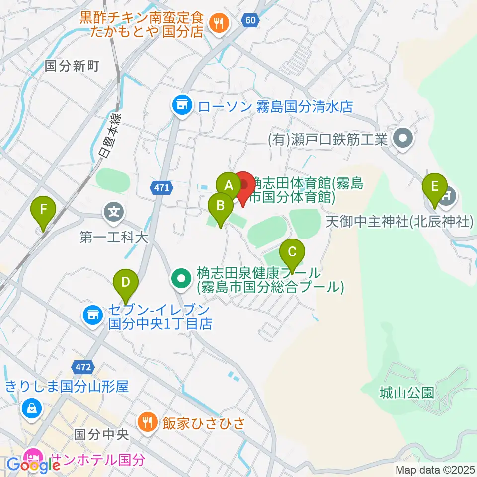桷志田体育館周辺の駐車場・コインパーキング一覧地図