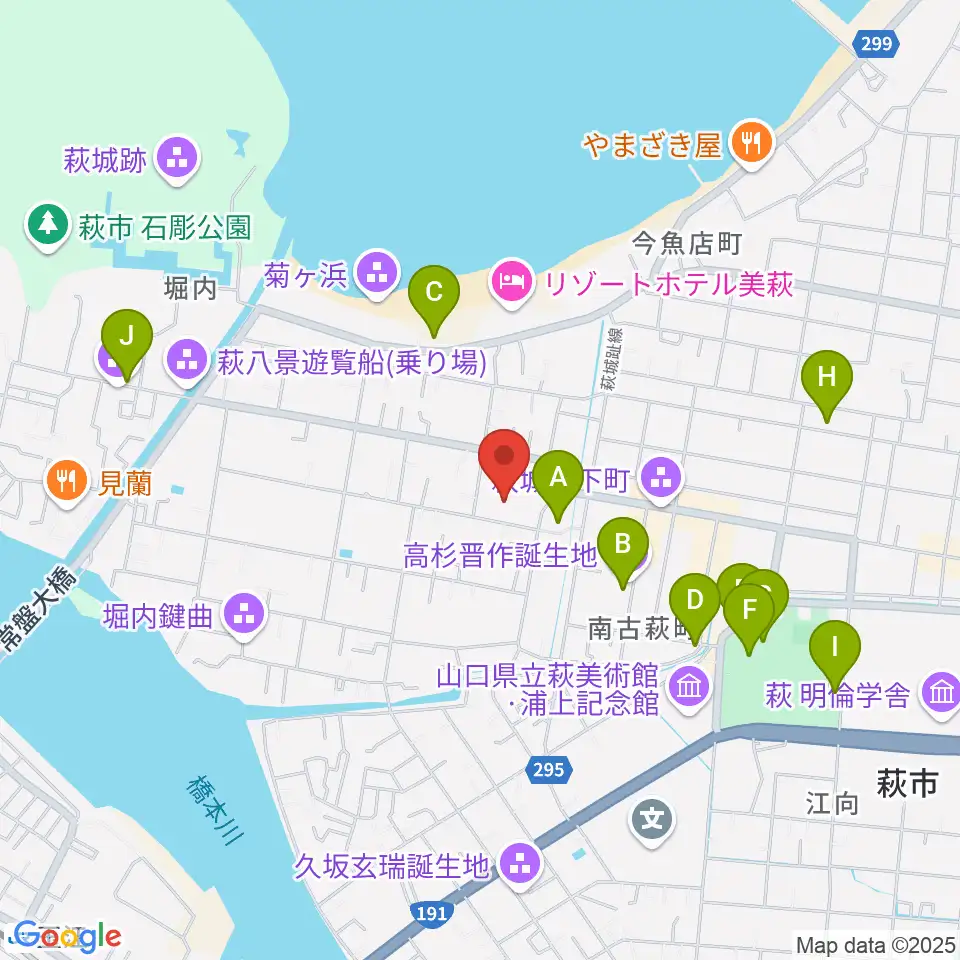 萩博物館周辺の駐車場・コインパーキング一覧地図