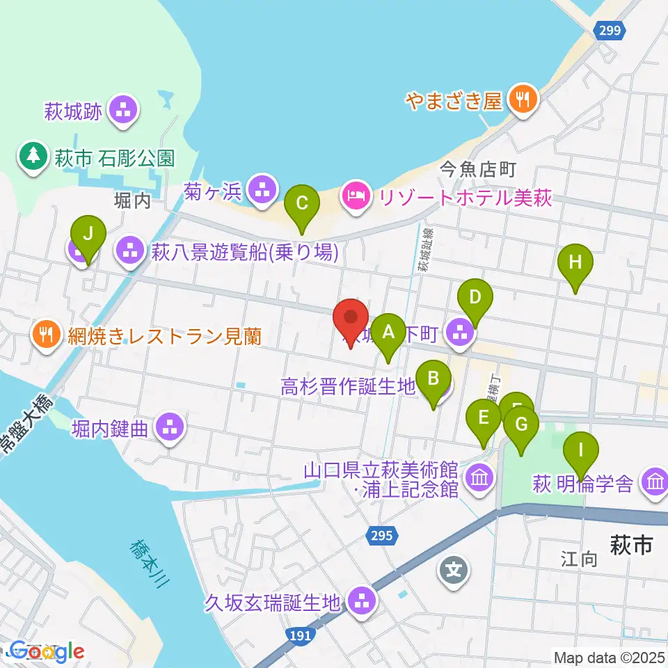 萩博物館周辺の駐車場・コインパーキング一覧地図