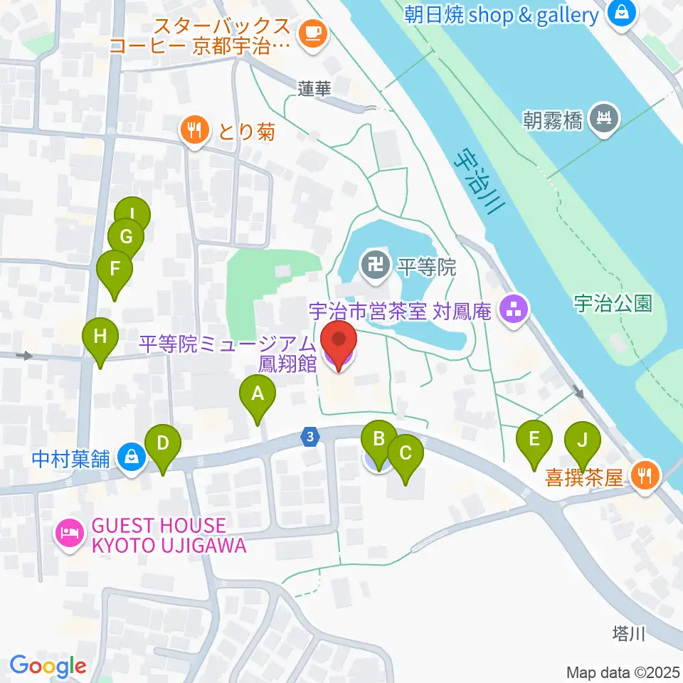平等院ミュージアム鳳翔館周辺の駐車場・コインパーキング一覧地図