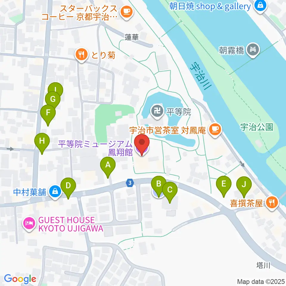 平等院ミュージアム鳳翔館周辺の駐車場・コインパーキング一覧地図