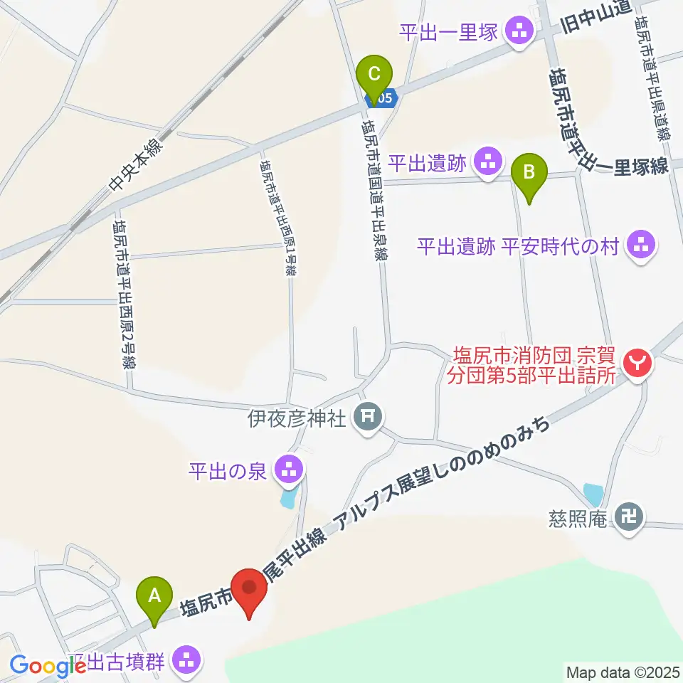 塩尻市立平出博物館周辺の駐車場・コインパーキング一覧地図