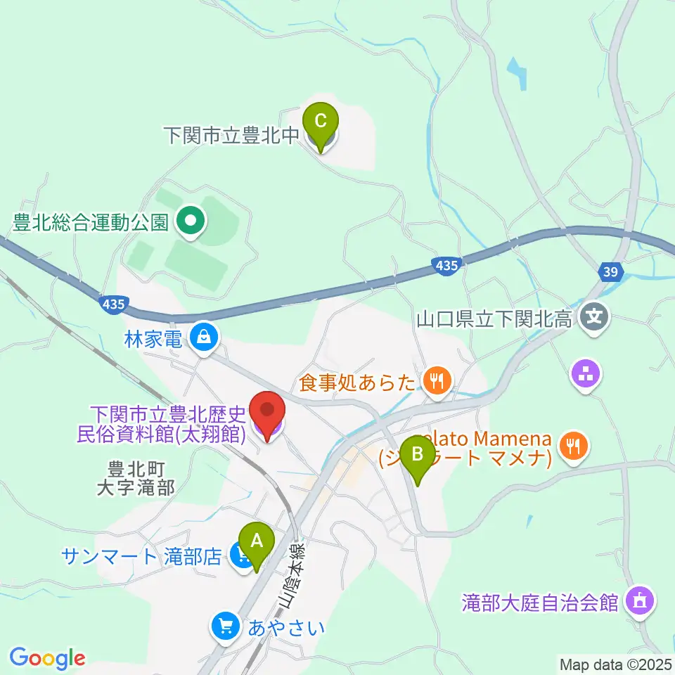 下関市立豊北歴史民俗資料館周辺の駐車場・コインパーキング一覧地図