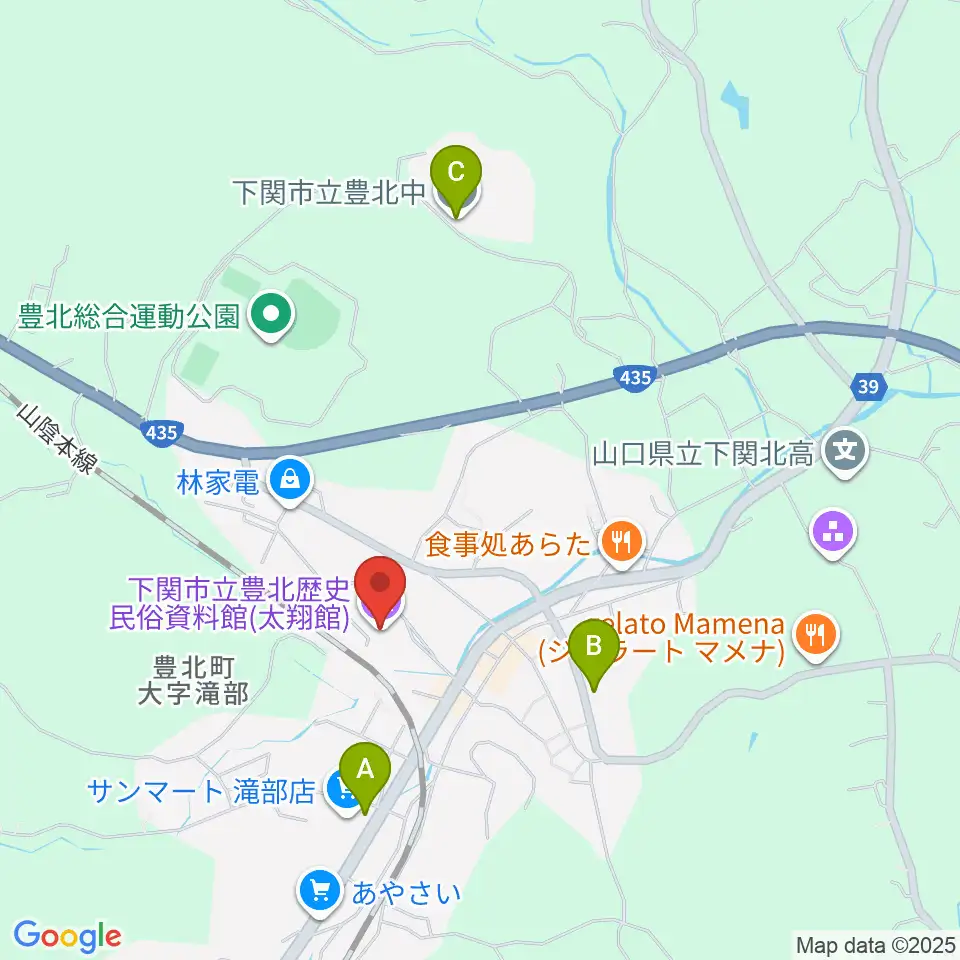 下関市立豊北歴史民俗資料館周辺の駐車場・コインパーキング一覧地図