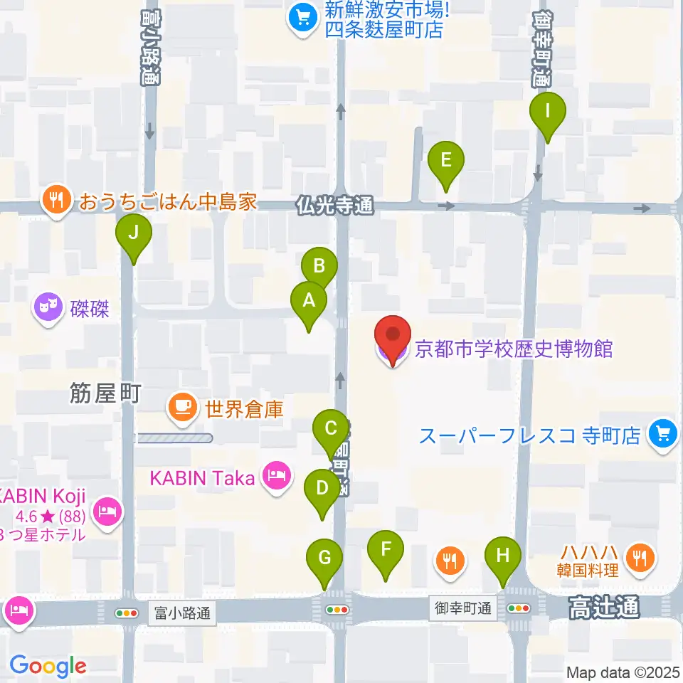 京都市学校歴史博物館周辺の駐車場・コインパーキング一覧地図
