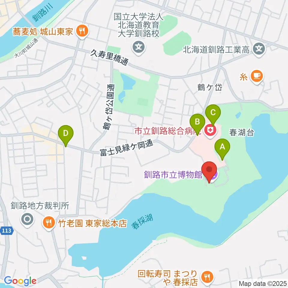 釧路市立博物館周辺の駐車場・コインパーキング一覧地図